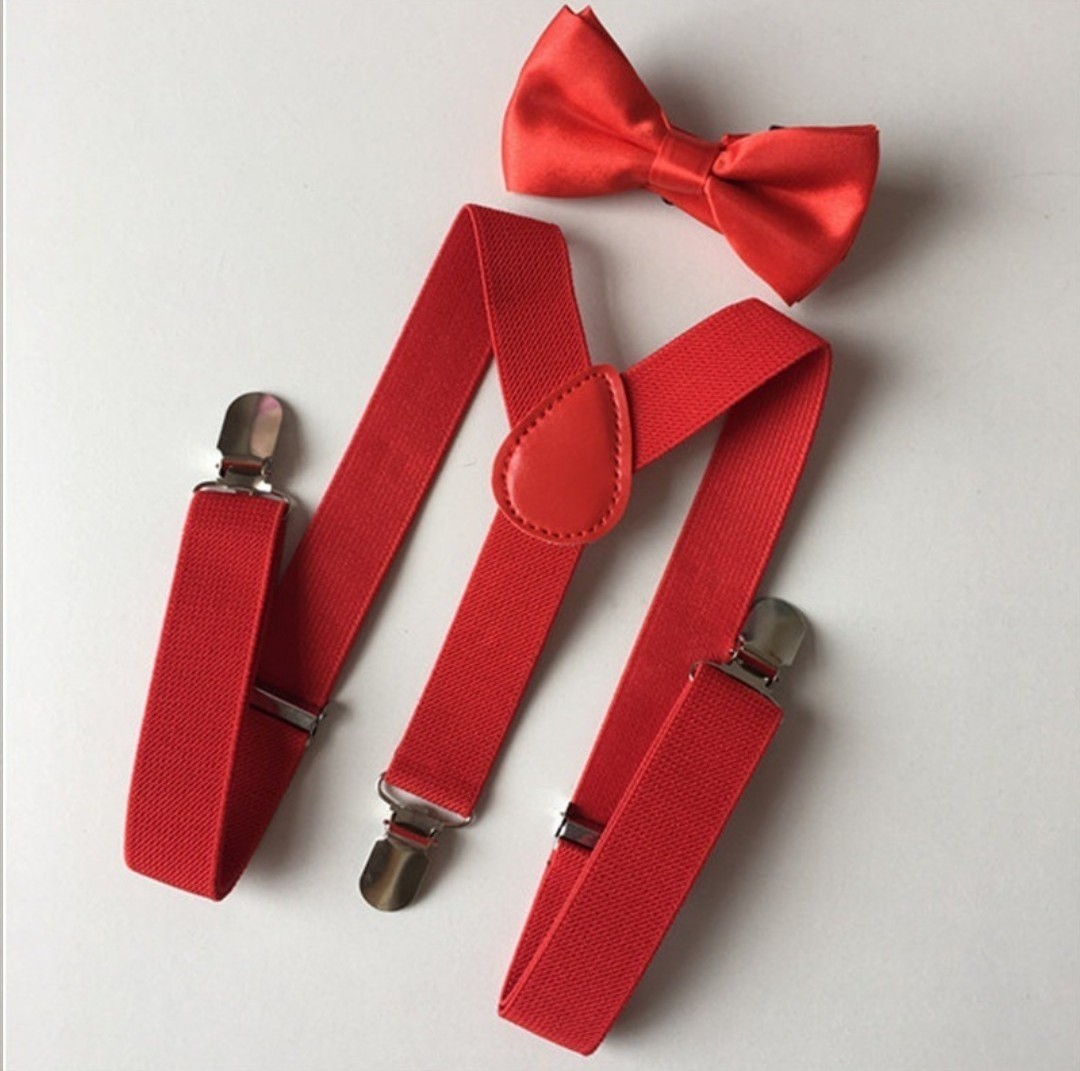 [ free shipping ] suspenders butterfly necktie set suit formal red man girl go in . type for children storage 