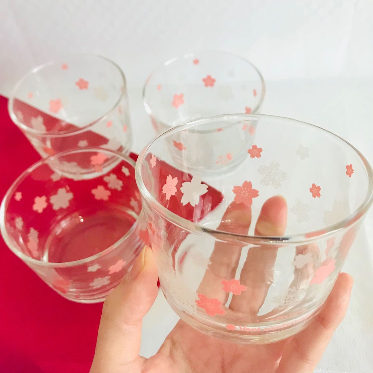 かき氷　食器　デザート　桜　レトロ ガラス グラス コップ ガラスコップ セット 花柄