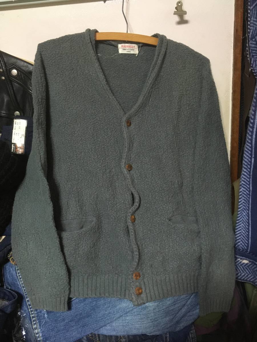 2401 Vintage replica RADIALLlatiaru cotton / nylon . knitted cardigan L sweater GREY gray grey 