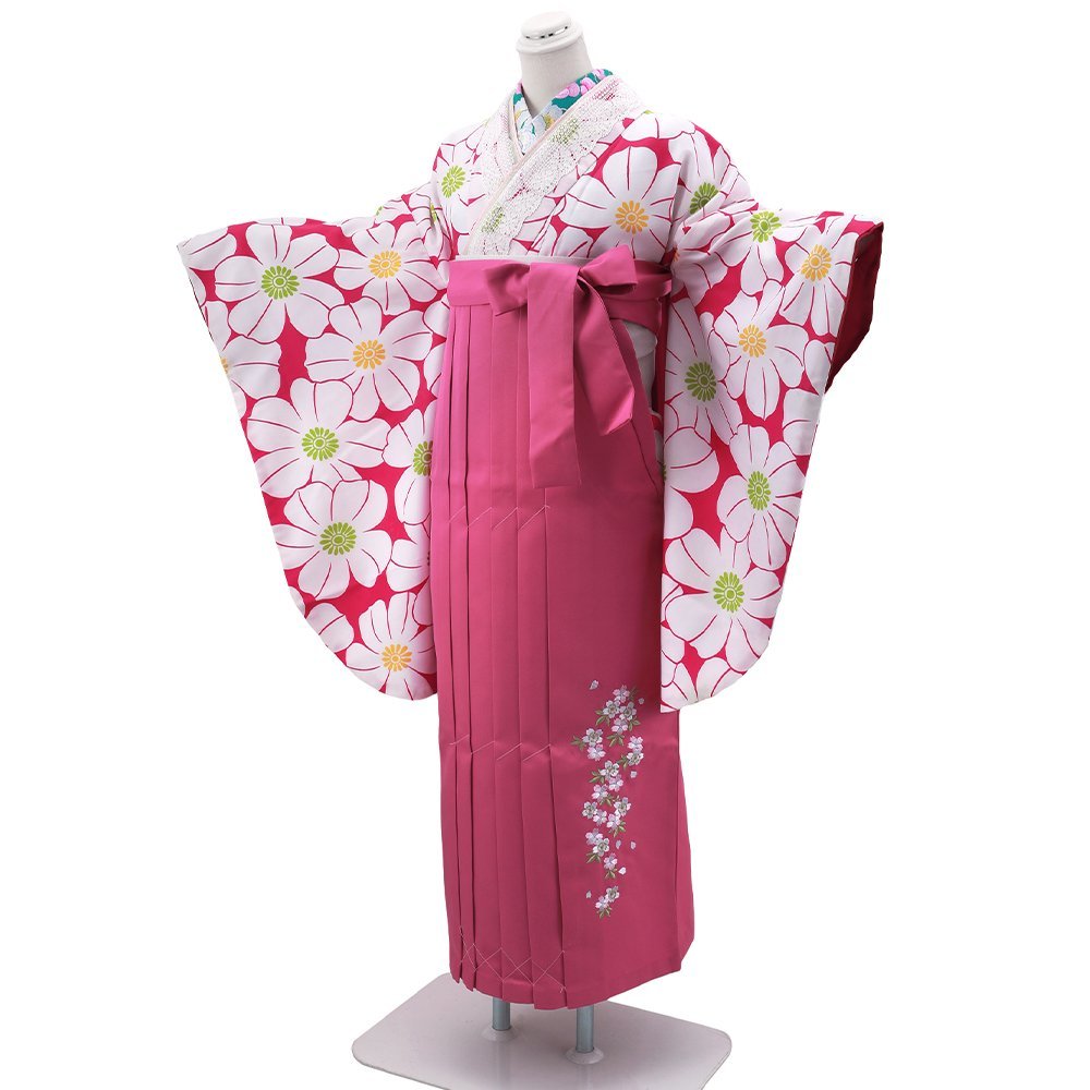 ◆二尺袖着物 袴 2点セット◆桜刺繍入り はかま ピンク Mサイズ 2p-57-2 【卒業式 謝恩会】_画像1