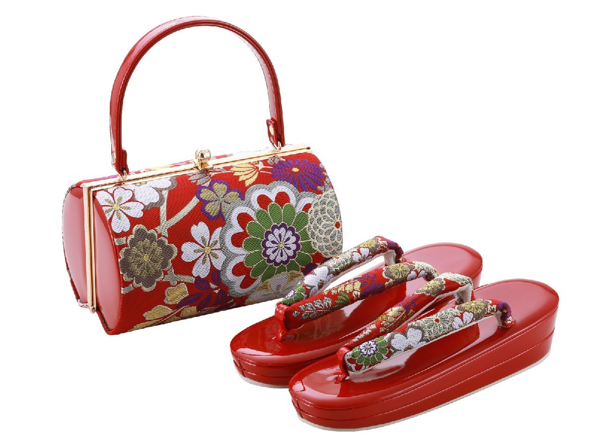 * long-sleeved kimono for * zori bag set free size obi ground two sheets core bs-355 (D ten thousand .. red )[ coming-of-age ceremony graduation ceremony wedding ]