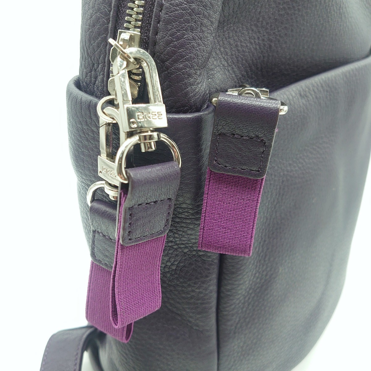 BREEb Lee all leather rucksack Day Pack briefcase belt purple navy brand Logo retro Vintage tp-23x1206