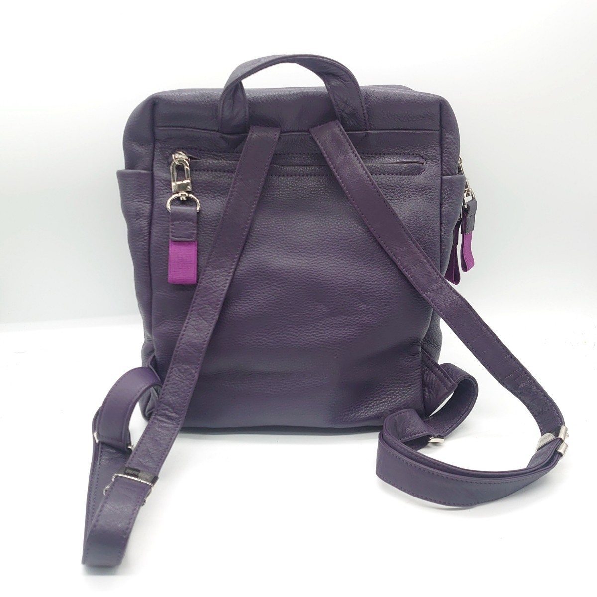 BREEb Lee all leather rucksack Day Pack briefcase belt purple navy brand Logo retro Vintage tp-23x1206
