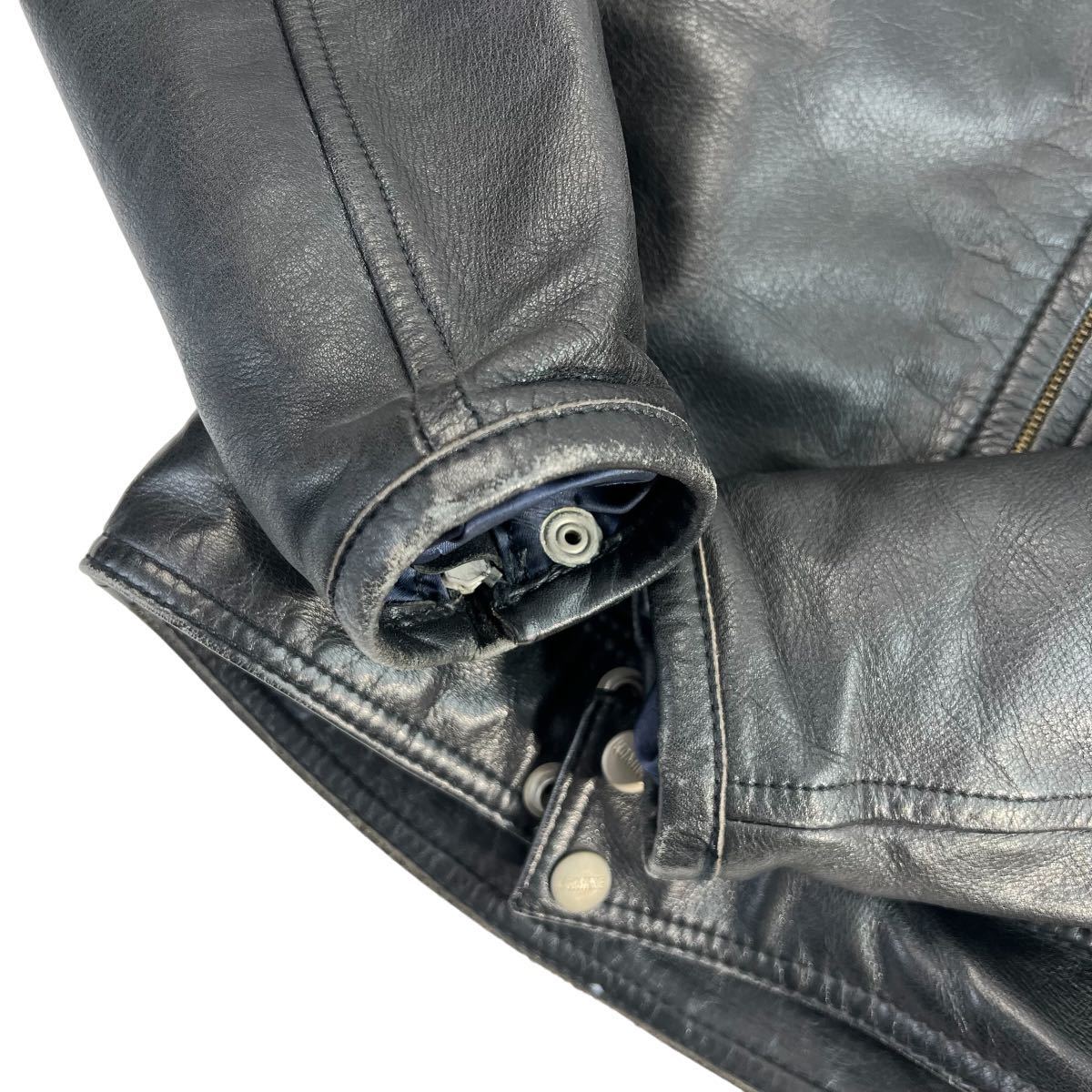  прекрасный товар KOMINE Komine кожа костюм размер M-L соответствует черный все кожа выставить мотоцикл одежда vintage потертость иметь натуральная кожа редкий A3114