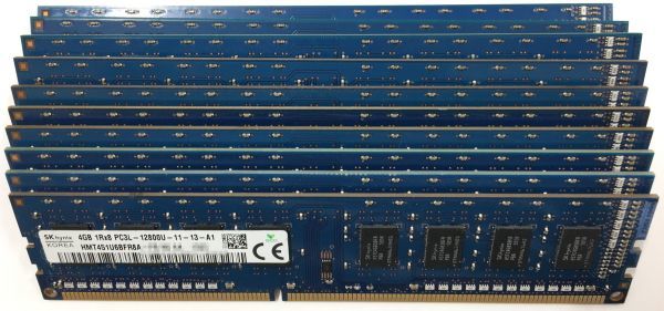 【4GB×10枚組】低電圧版 SKhynix PC3L-12800U(PC3L-1600) 1R×8 中古メモリー デスクトップ用 DDR3L 即決 動作保証【送料無料】_画像2