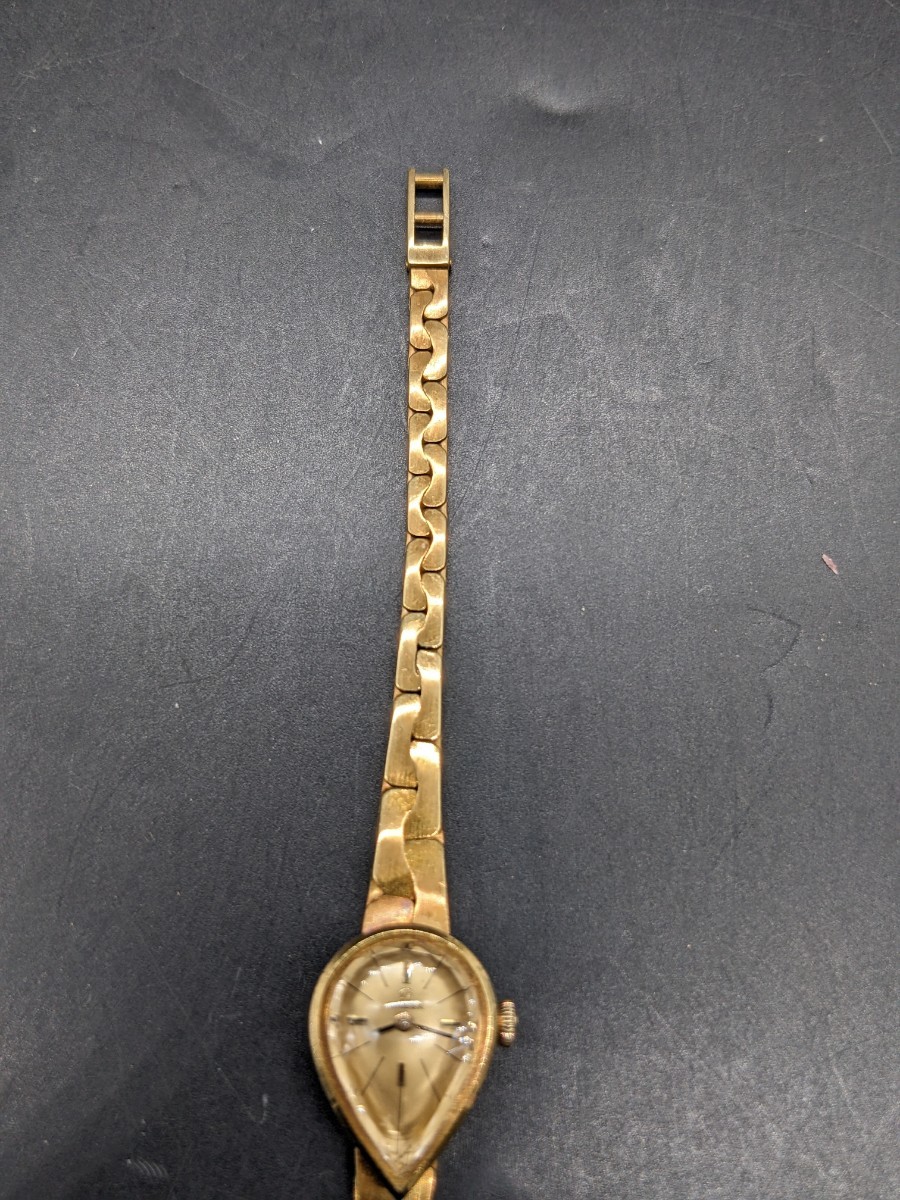 【希少・レア】 K18 オメガ カットガラス 腕時計 手巻き OMEGA 750 ティアドロップ 涙型 稼働OK アンティーク 総重量約29.4g_画像5