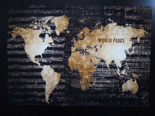 A4 額付き ポスター 世界地図 ワールドマップ 平和 レトロ フォトフレーム 額装済み _画像1
