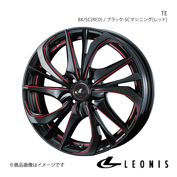 LEONIS/TE ムーヴ L170系 アルミホイール1本【16×5.0J 4-100 INSET45 BK/SC[RED](ブラック/SCマシニング[レッド])】0038745_画像1