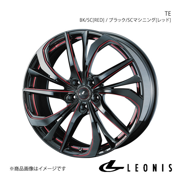 LEONIS/TE プレマシー CR系 アルミホイール1本【18×7.0J 5-114.3 INSET55 BK/SC[RED](ブラック/SCマシニング[レッド])】0038779_画像1