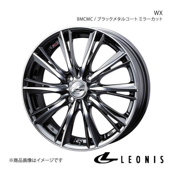 LEONIS/WX ミラージュ A03A/A05A アルミホイール1本【14×4.5J 4-100 INSET45 BMCMC(ブラックメタルコート ミラーカット)】0033856_画像1