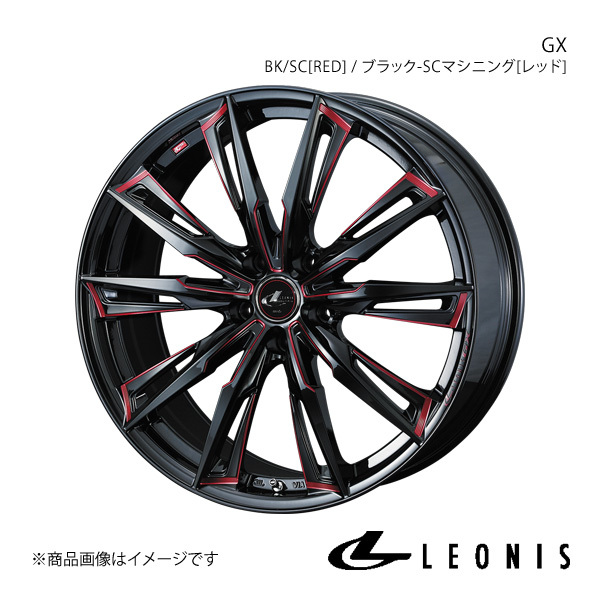 LEONIS/GX オデッセイ RC1/RC2/RC4 2020/11～ アルミホイール1本【19×7.5J 5-114.3 INSET48 BK/SC[RED]】0039381_画像1