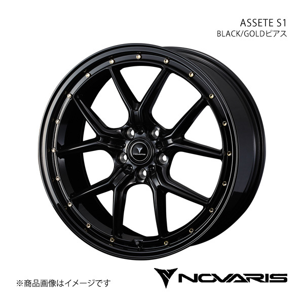 NOVARIS/ASSETE S1 JEEP パトリオット MK74 アルミホイール1本【18×7.5J 5-114.3 INSET38 BLACK/GOLDピアス】0041321_画像1