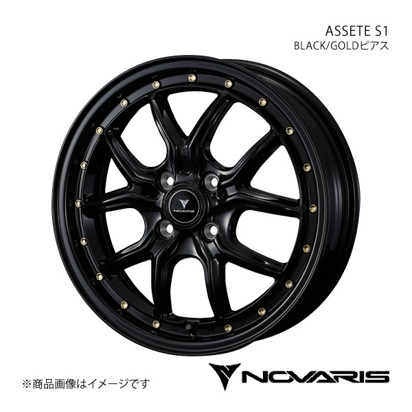 NOVARIS/ASSETE S1 デイズルークス B21A アルミホイール1本【15×4.5J 4-100 INSET45 BLACK/GOLDピアス】0041319_画像1