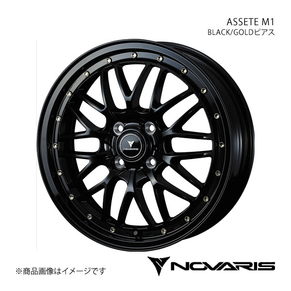 NOVARIS/ASSETE M1 ハスラー MR31S/MR41S アルミホイール1本【16×5.0J 4-100 INSET45 BLACK/GOLDピアス】0041061