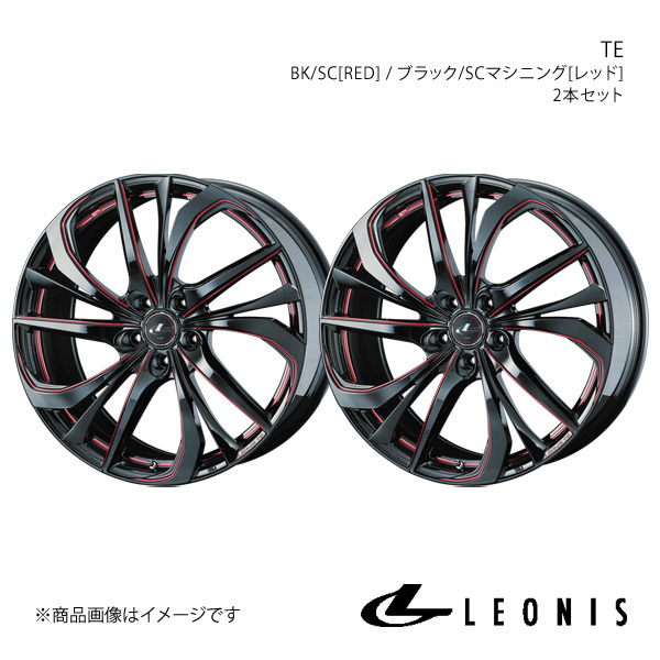 LEONIS/TE UX300e 10系 アルミホイール2本セット【17×7.0J 5-114.3 INSET42 BK/SC[RED]】0038761×2