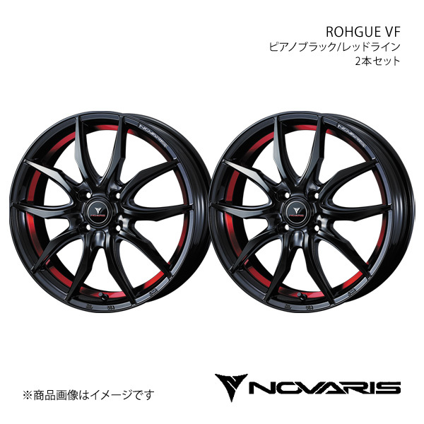 NOVARIS/ROHGUE VF フィット/アリア GD1/2/3/4/5/6/7/8/9 ホイール2本【15×5.5J 4-100 INSET43 ピアノブラック/レッドライン】0040090×2