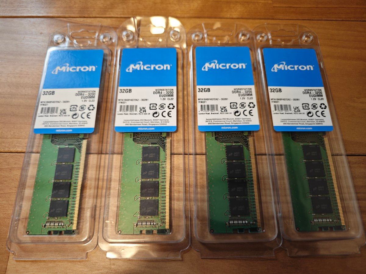 新品 Micron DDR4 3200 ECC UDIMM 32GBx4 128GBセット #3