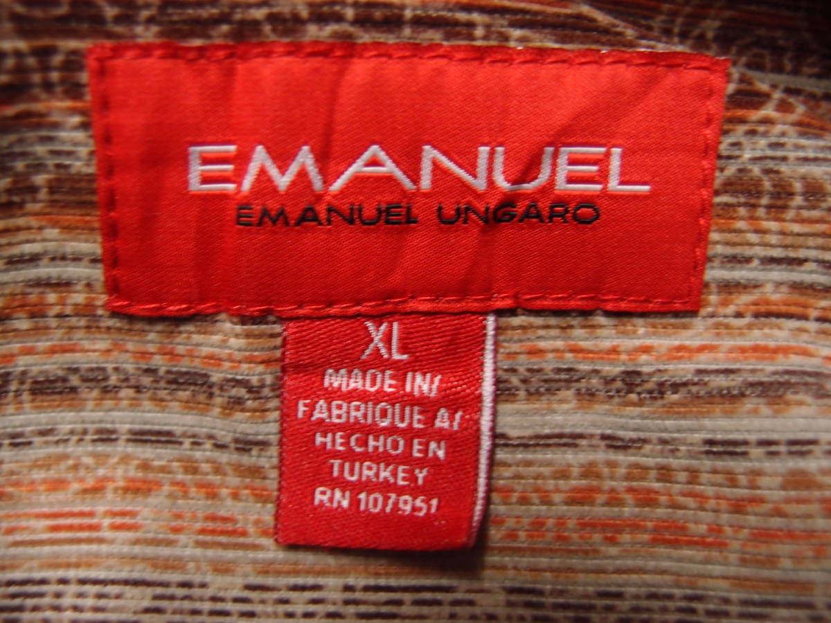 ◆古着卸USA■EMANUEL UNGARO☆プリント☆シャツ★★★XL　柄　　 アメリカ直輸入　SALE お見逃しなく!_画像4