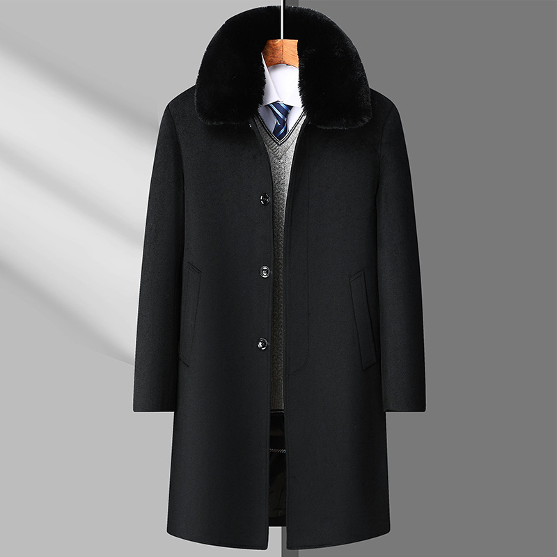 新品 メンズコート 厚手 ビジネスコート 高級 ダウンジャケット 超希少 ロングコート WOOL ウール 紳士スーツ ブラック L~4XL