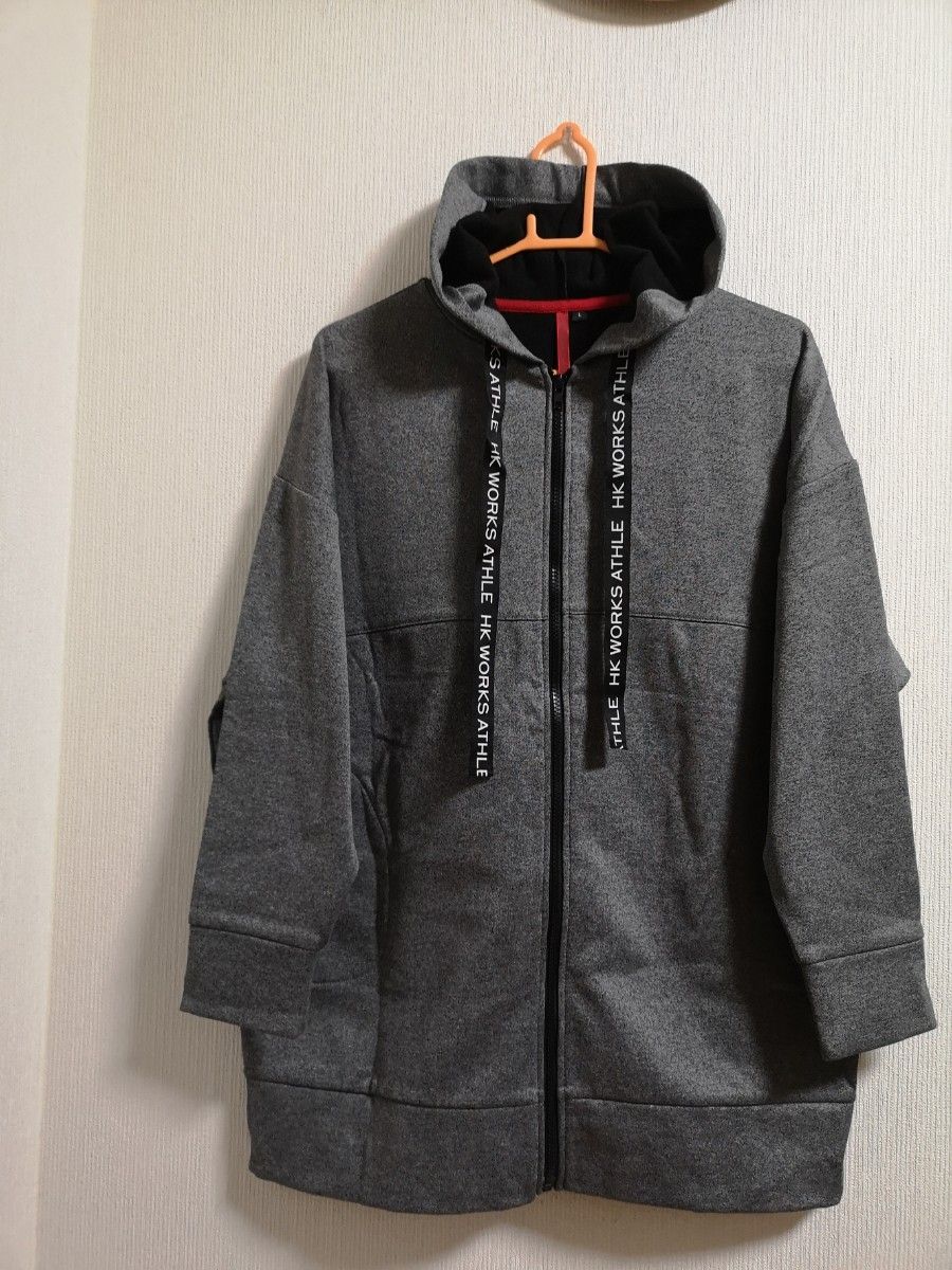 HK WORKS ATHLE メンズ フード付きパーカー グレー系 Lサイズ HK WORKS ATHLE メンズ フード付きパーカー グレー系 Lサイズ