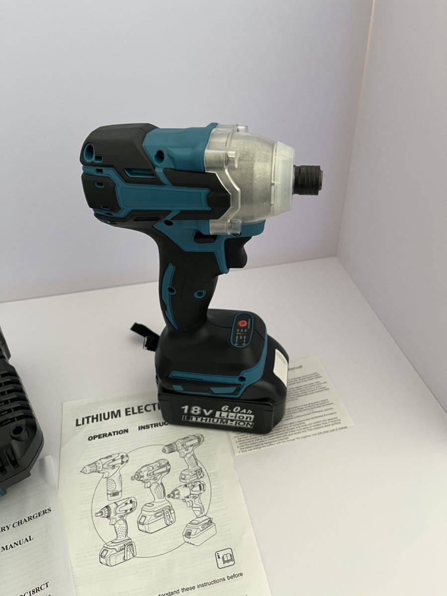 インパクトドライバー 3点セット マキタ互換 急速充電器 バッテリーBL1860 makita 充電式 充電器 DIY SS9_画像2