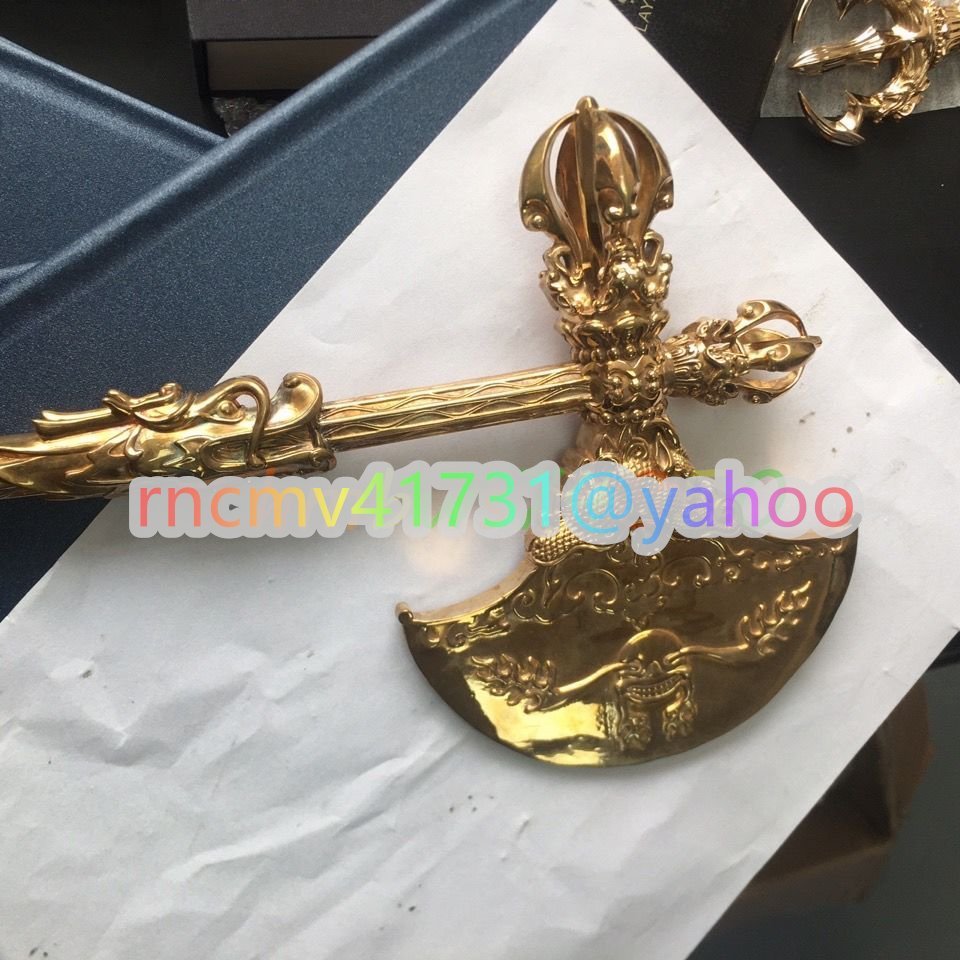 81SHOP」密教法具☆ 極上品 鉞斧 寺院仏具 銅製 磨き仕上げ 長さ 81SHOP」密教法具☆ 極上品 鉞斧 寺院仏具 銅製 磨き仕上げ 長さ