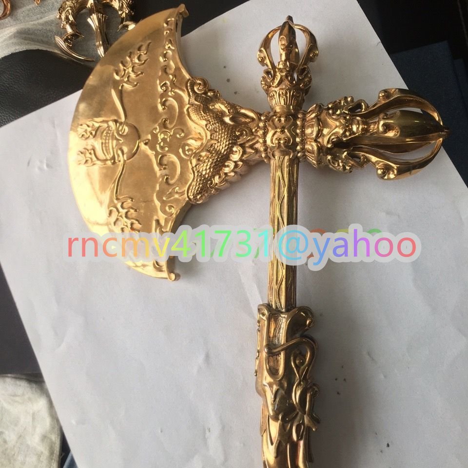 81SHOP」密教法具☆ 極上品 鉞斧 寺院仏具 銅製 磨き仕上げ 長さ 81SHOP」密教法具☆ 極上品 鉞斧 寺院仏具 銅製 磨き仕上げ 長さ