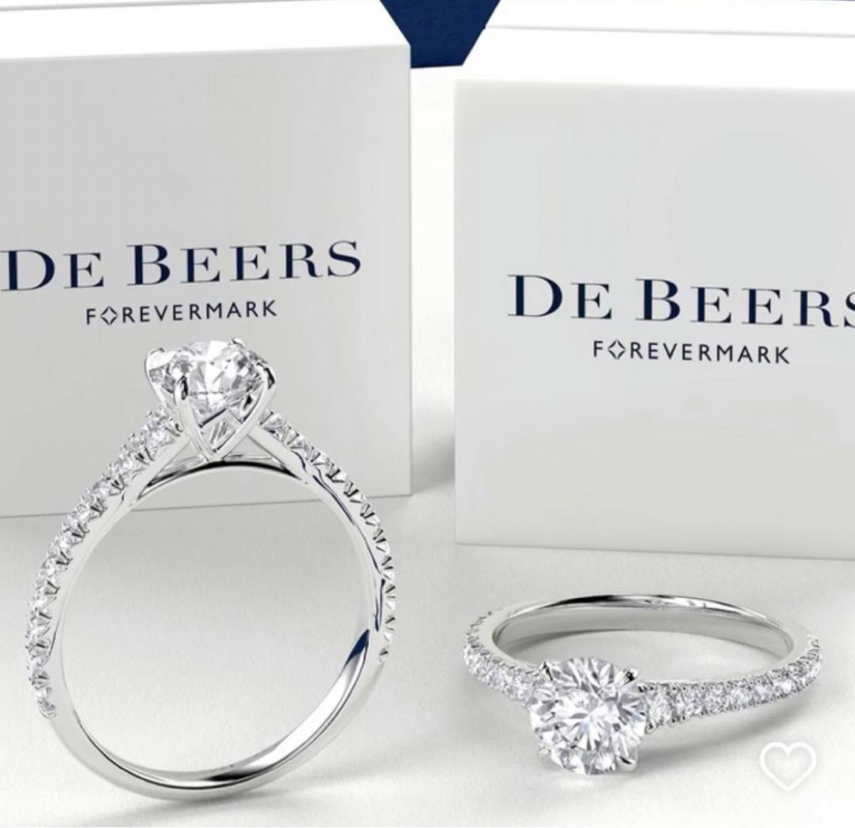 DE BEERS デビアス フォーエバーマーク プラチナ ダイヤモンド クラシック ソリティア パヴェ リング 鑑定書付