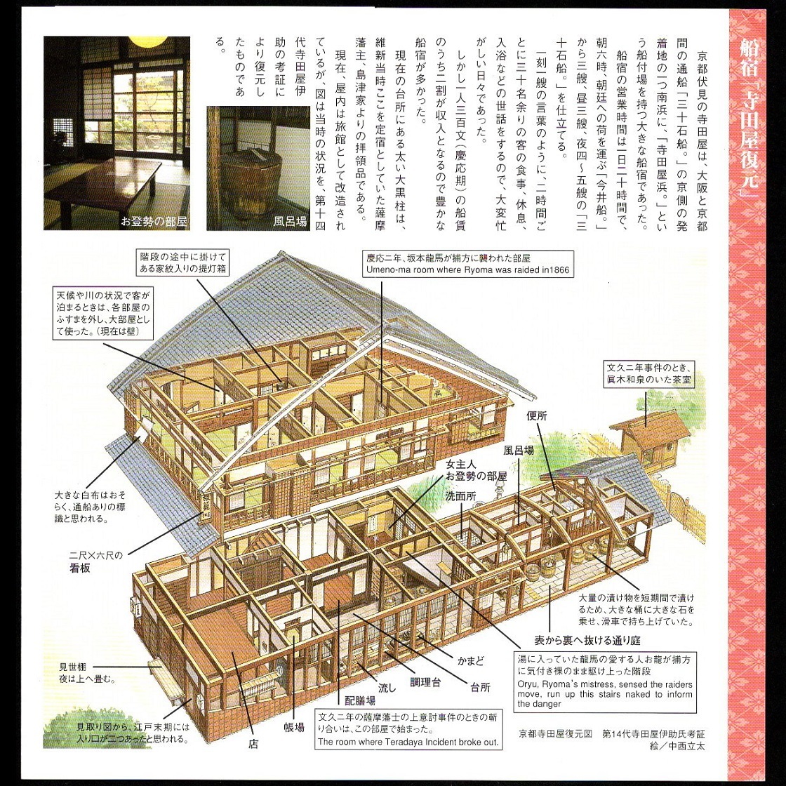 明治維新 京都3点セット [扇子(壬生 新選組 誠)9寸 約27cm 数回使用]＋[伏見史跡 坂本龍馬の寺田屋 パンフレット]＋[伏見 寺田屋 参観券]_画像9