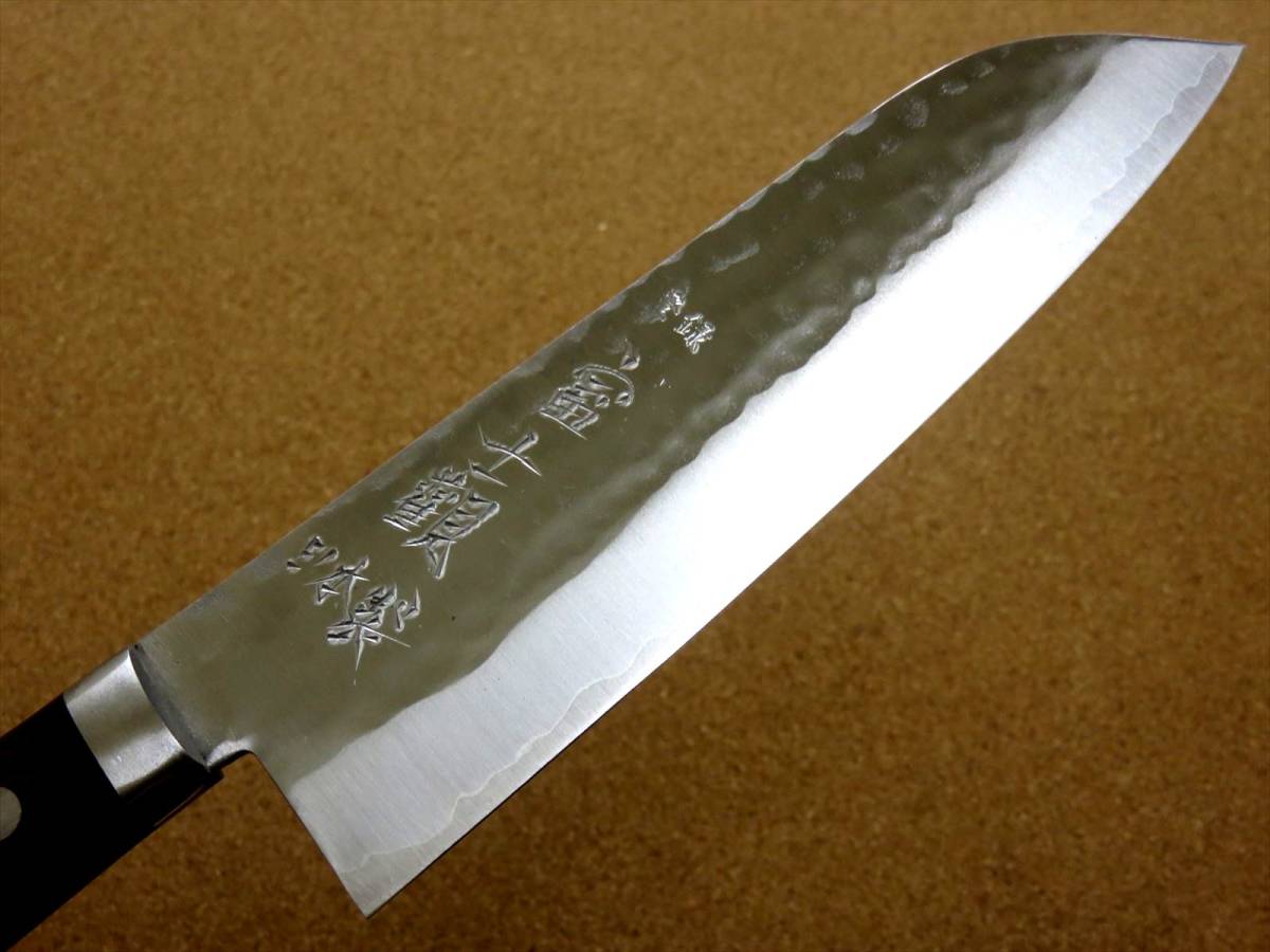 関の刃物 三徳包丁 17cm (170mm) 富士觀 鎚目鍛造 本割込 3層鋼 VG-1 口金付き 家庭用 野菜 魚の処理 肉切り 両刃万能包丁 文化包丁 日本製_画像4