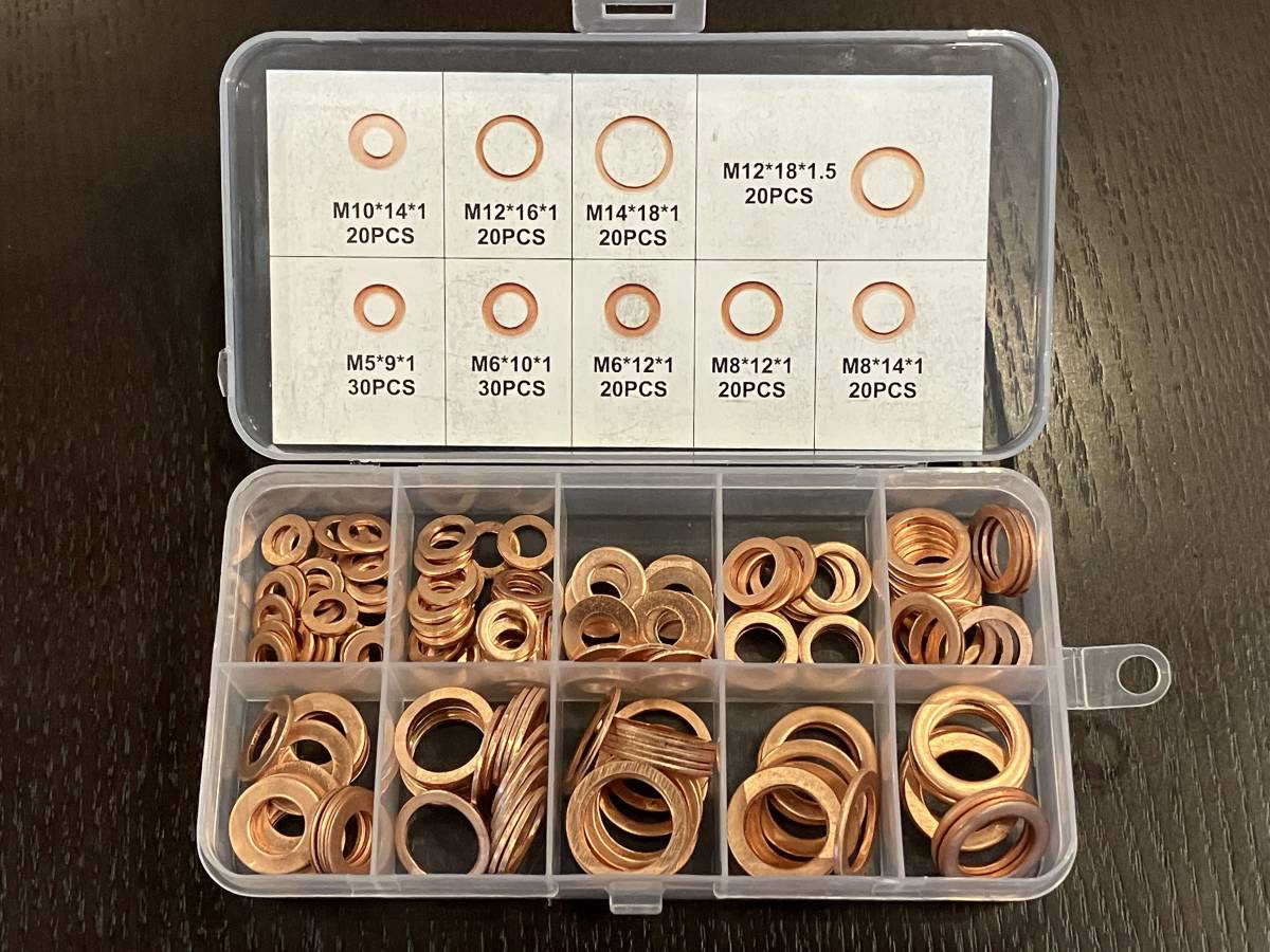 # high quality # exclusive use case attaching 200 piece SET copper made drain washer drain gasket gasket M5 M6 M8 M10 M12 M14 oil exchange etc. 