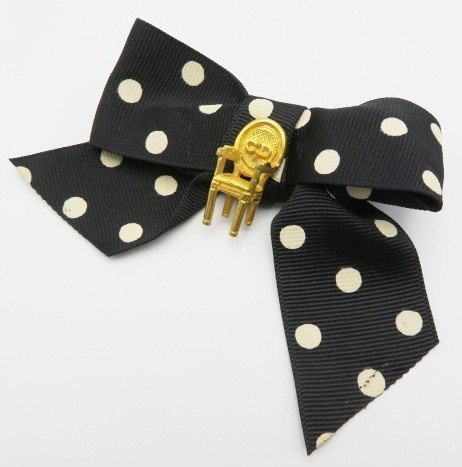 K01 Christian Dior Christian Dior dot ribbon /GP CD Logo chair pin brooch black / Gold 