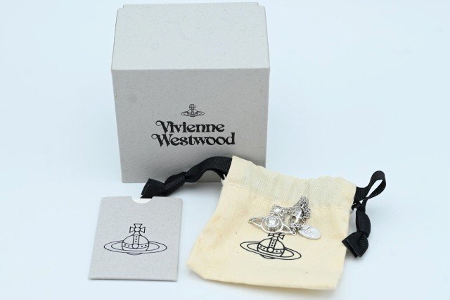 K01 美品 Vivienne Westwood ヴィヴィアンウエストウッド オーブ ラインストーン ブレスレット シルバーの画像9