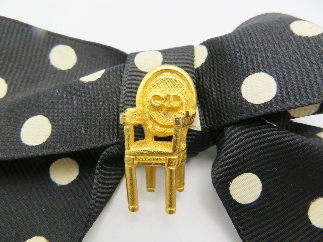 K01 Christian Dior Christian Dior dot ribbon /GP CD Logo chair pin brooch black / Gold 