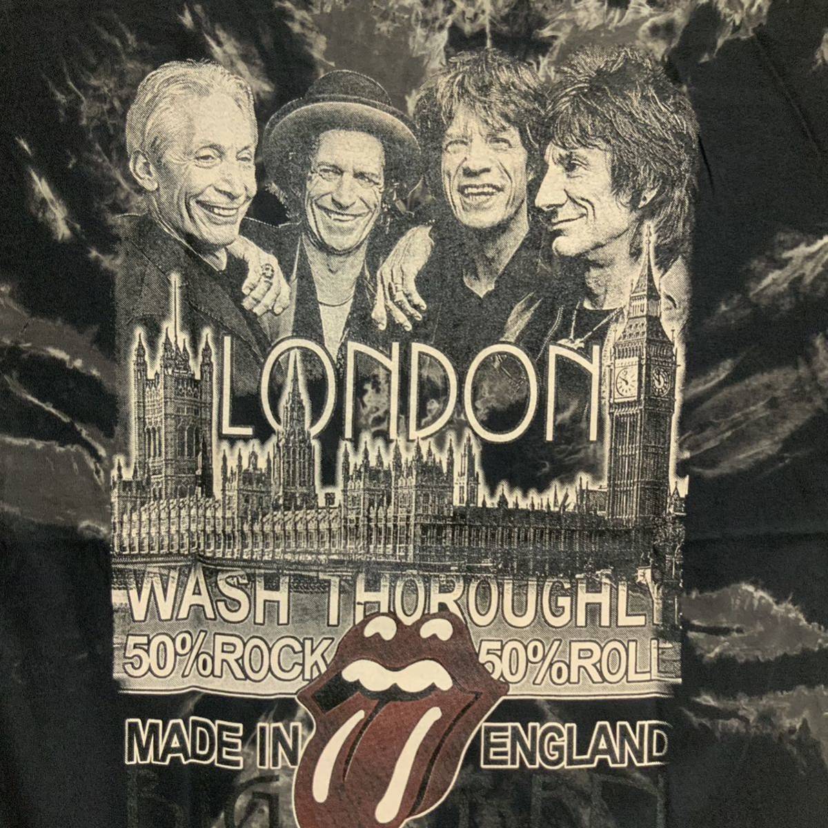 ローリングストーンズ　Tシャツ　XLサイズ　The Rolling Stones 半袖　ロックバンド　タイダイ　絞り染め　ムラ染