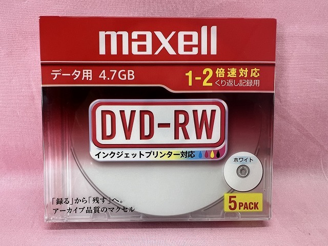 240123●値下げ○未使用　maxell　データ用　4.7GB　DVD-RW　5パック　1-2倍速対応　くり返し記録用　現状品○●_画像1