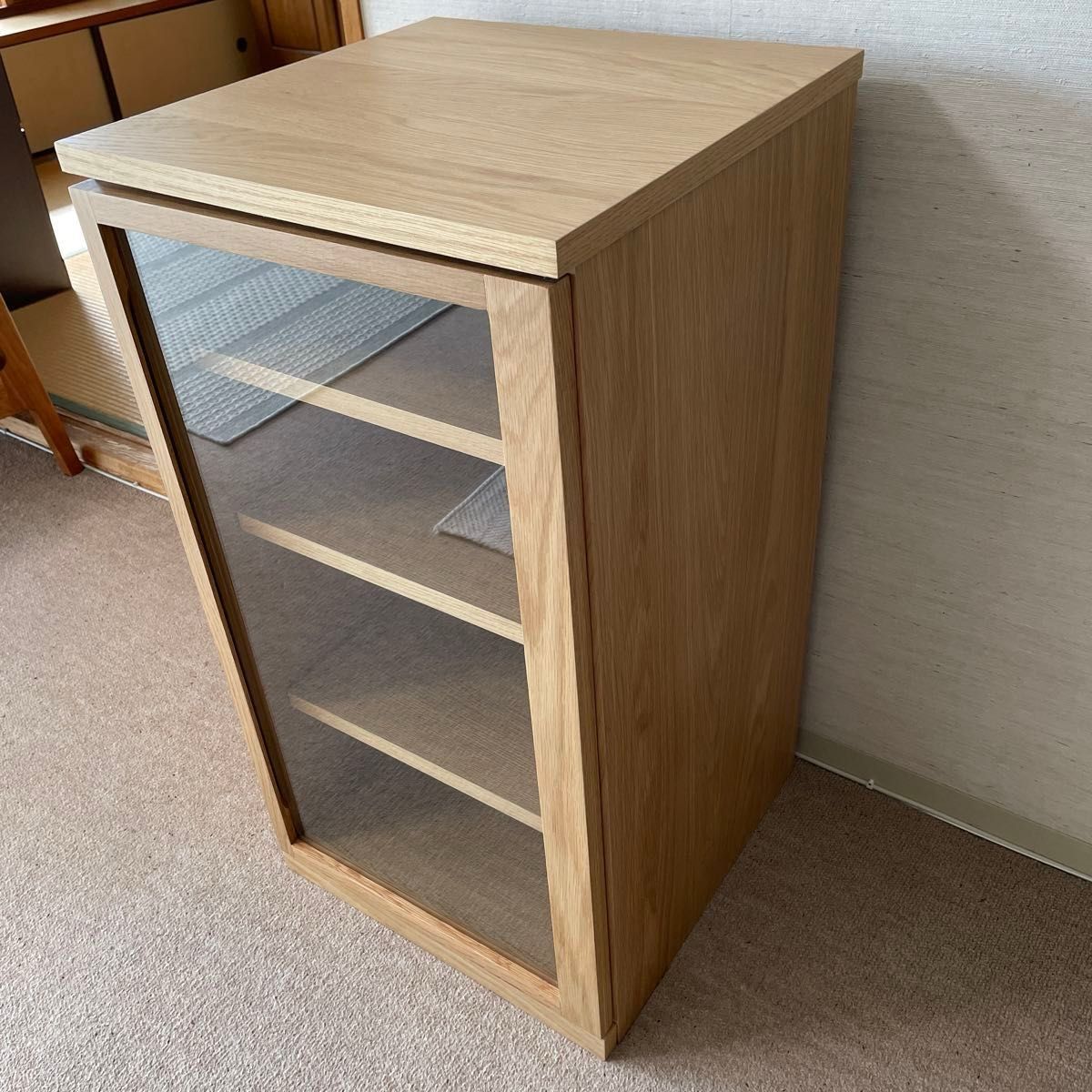 無印良品 木製キャビネット ガラス扉 スリム オーク材 幅44 無印良品 木製キャビネット ガラス扉 スリム オーク材 幅44