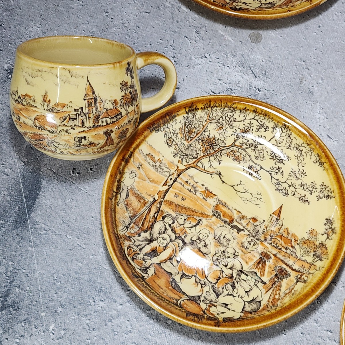 欧州の田園風景　カップ&ソーサー5客　中古　/レトロ/アンティークテイスト/食器/陶磁器/_画像6