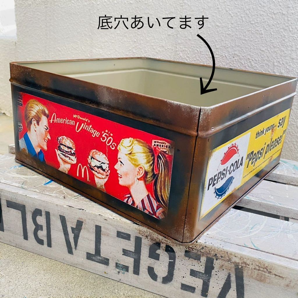《アメリカンボックス》リメ缶 アメリカン お菓子缶 ガーデン雑貨 プランターボックス_画像4