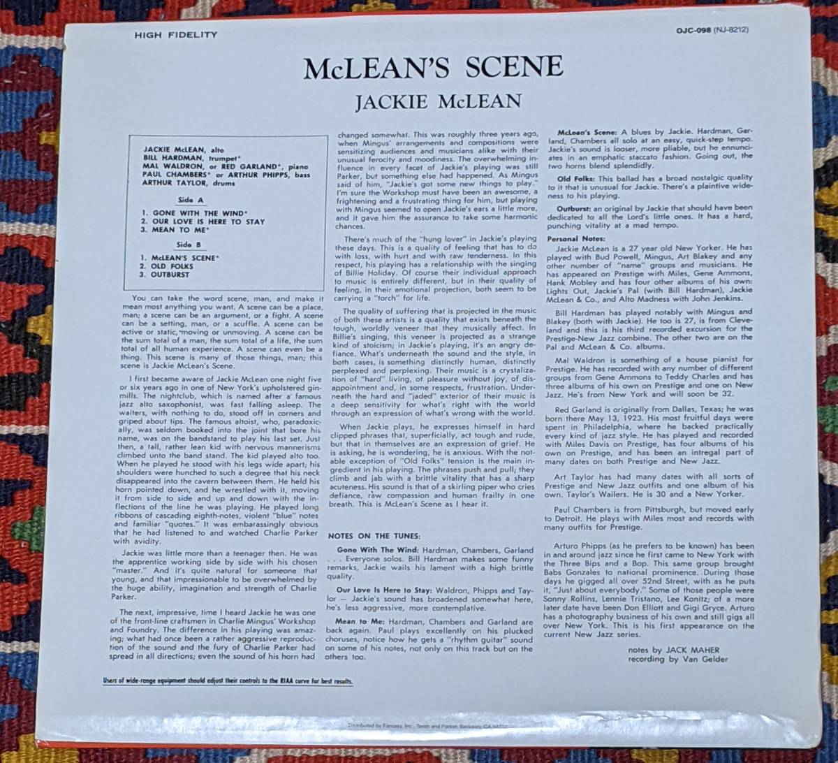50's ジャッキー・マクリーン(as) Jackie McLean (US盤LP)/ マクリーンズ・シーン McLean's Scene OJC-098 NJ-8212 1956,57年録音_画像10