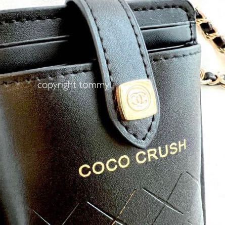 新品 CHANEL シャネル 携帯ケース チェーン 黒 ストラップ ショルダー ノベルティ ポーチ カードケース ココクラッシュ ブラック 箱付_画像5