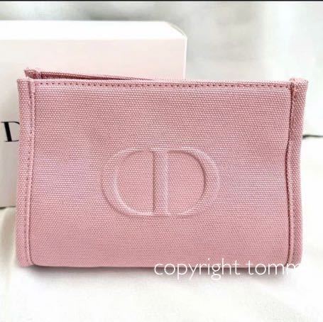 新品 ディオール Dior ポーチ ピンク 化粧ポーチ ロゴ ボタン式 ノベルティ キャンバス コットン ブランド コスメ_画像1