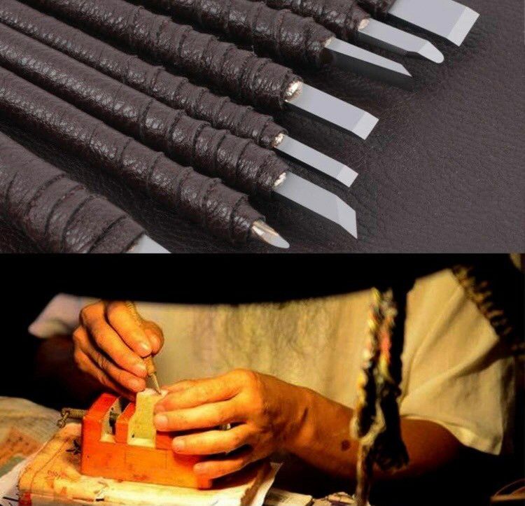 タングステン 鋼篆刻刀 彫刻刀 8本 セット 石刻刀 刻印 木彫り刀 高級レザー