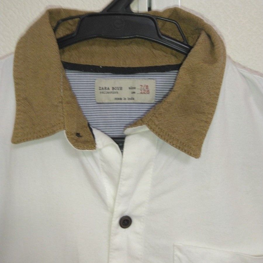 ZARA シャツ　120　130 男の子　カットソー　長袖シャツ　白シャツ コットンシャツ ボタンダウンシャツ