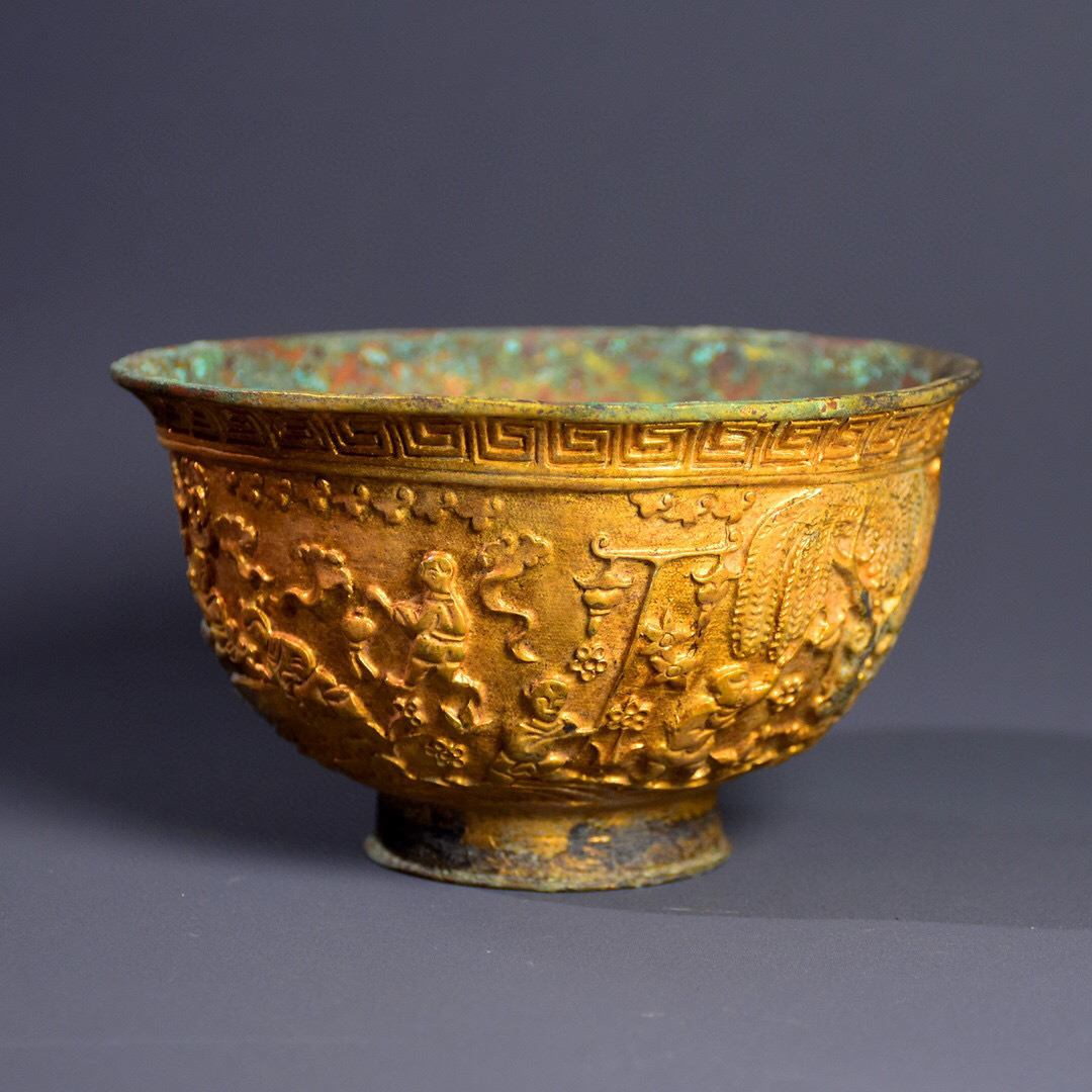 【蔵友館蔵品・銅製・塗金・鳳碗】・希少珍品・置物・賞物・中国時代美術