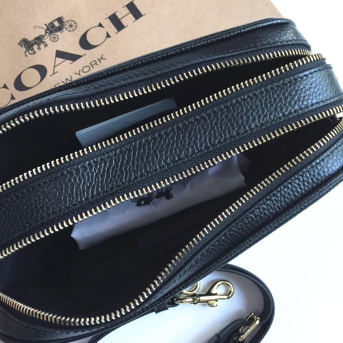 ☆新品☆コーチ/COACH バッグ F39856 ブラック ダブルジップ ショルダーバッグ クロスボディー レディースバッグ アウトレット品_画像7