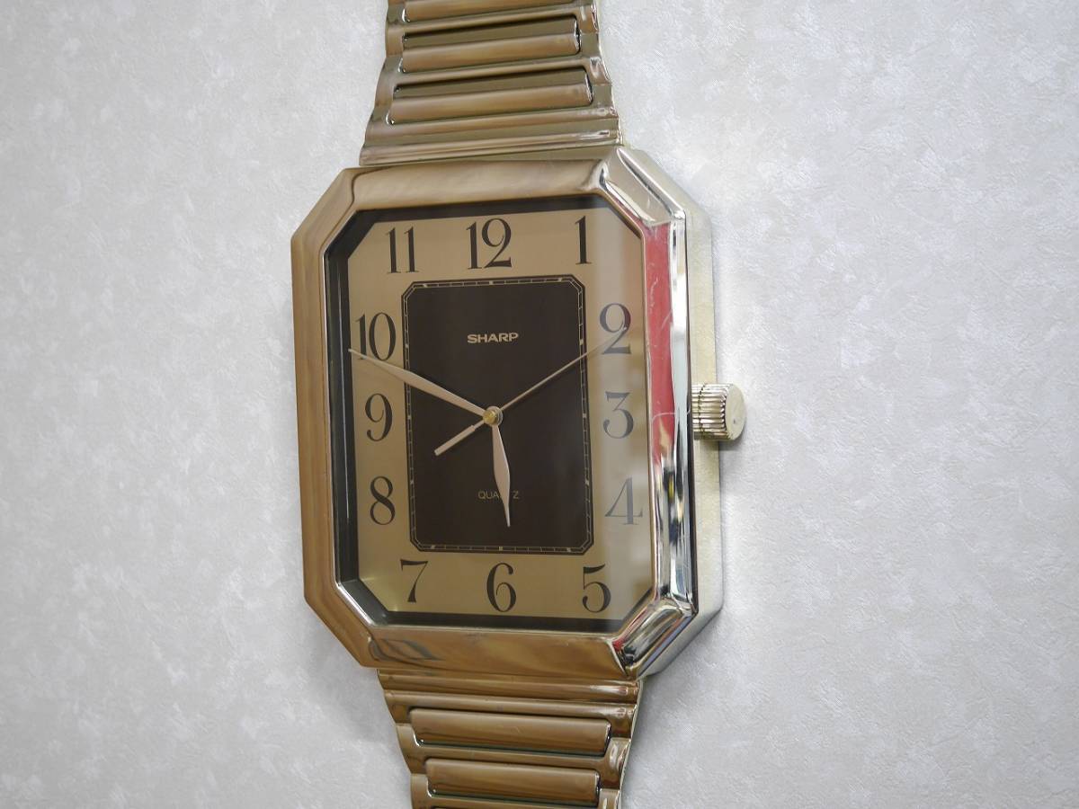 SHARP 腕時計型掛け時計 掛け時計 時計 金 ゴールド シャープ 稼働品 電池付属_画像3