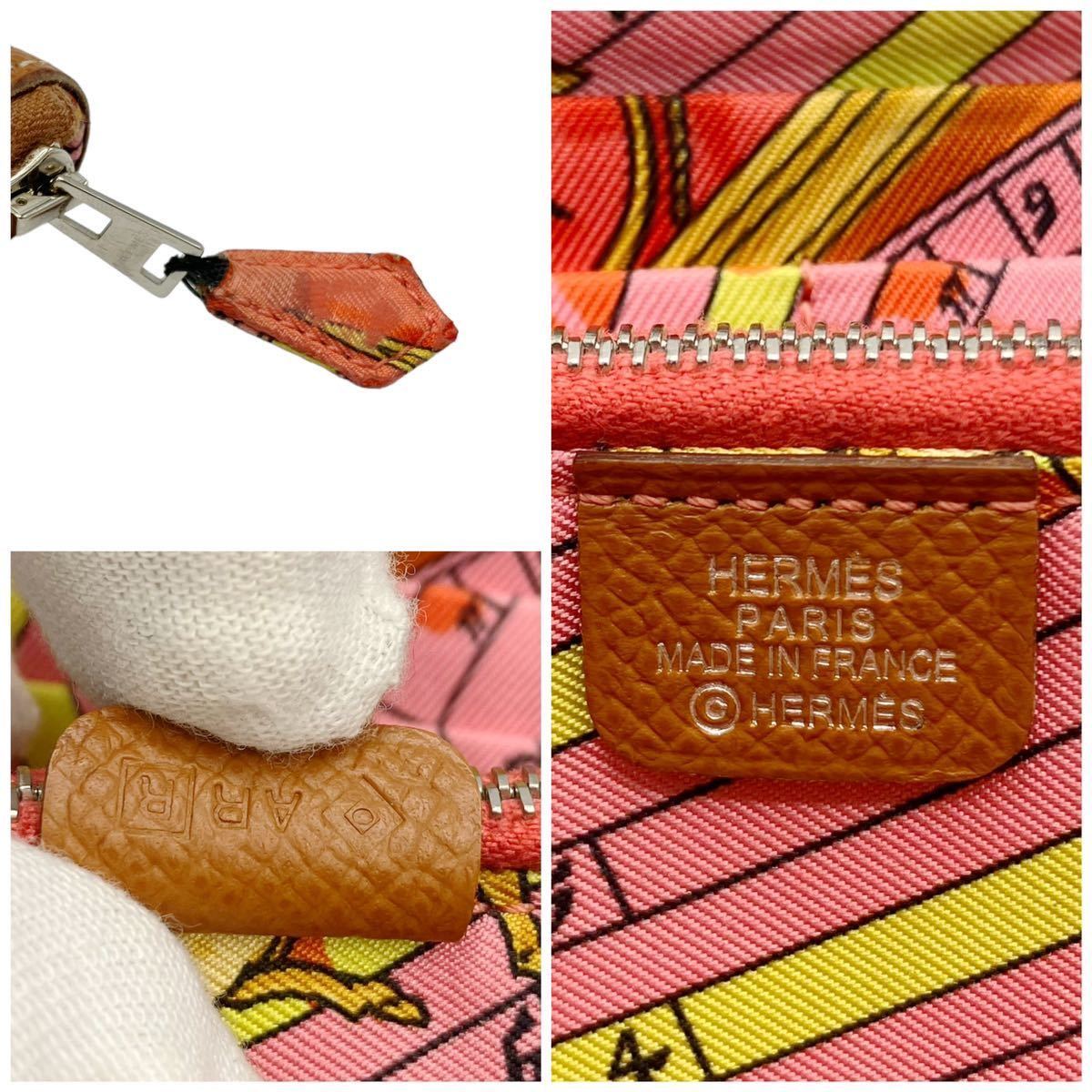 【美品】エルメス HERMES アザップロング シルクイン ヴォーエプソン 長財布 ブラウン 太陽 ラウンドファスナー_画像7