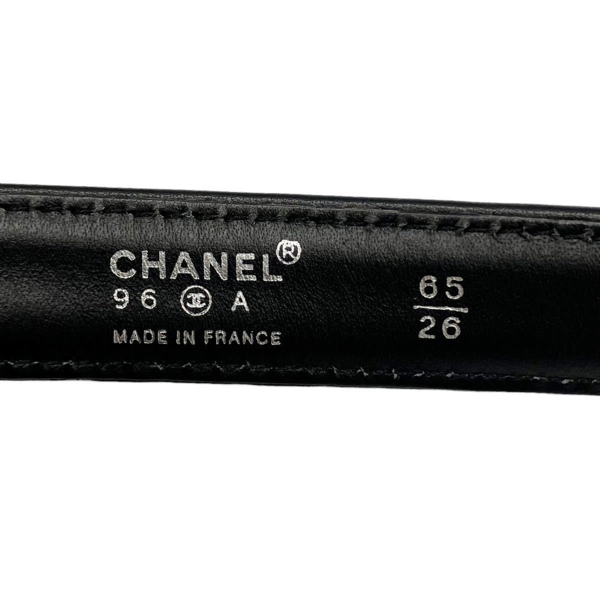 【良品】シャネル CHANEL 96A カンボン ロゴ レザー ベルト ブラック_画像10