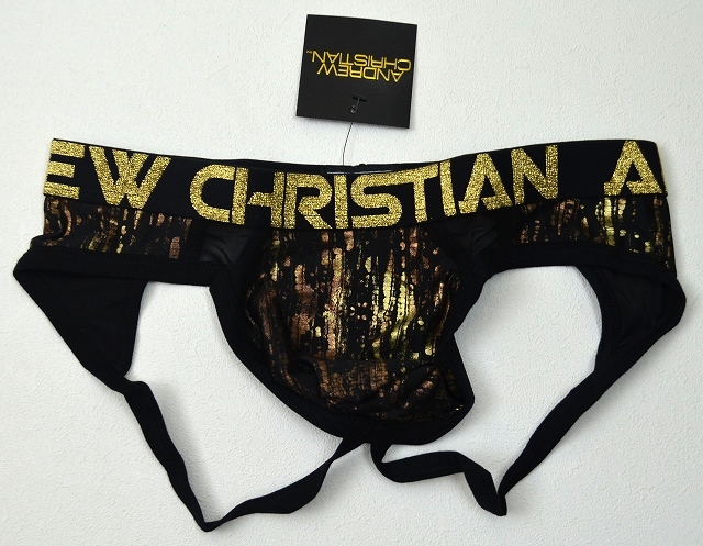 ★【ANDREW CHRISTIAN アンドリュークリスチャン】ジョックストラップ ゴールド柄 Mサイズ（USサイズ）